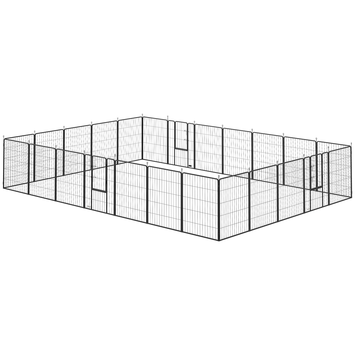 Indoor & Outdoor Dog Playpen with Lockable Doors - 24 Panels, Gray