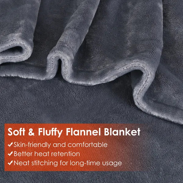 USB Heated Blanket Poncho - 59" x 31" Soft Flannel Wrap