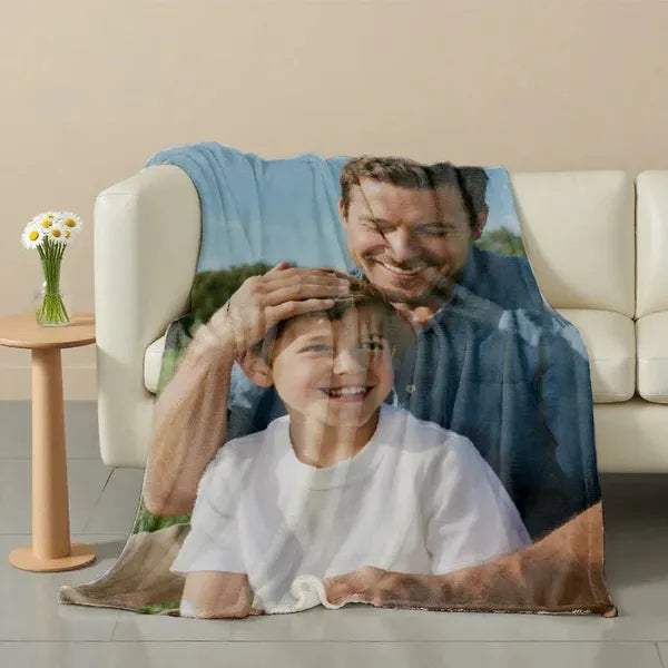 Custom Photo Flannel Blanket - Personalized Gift for Mother's Day