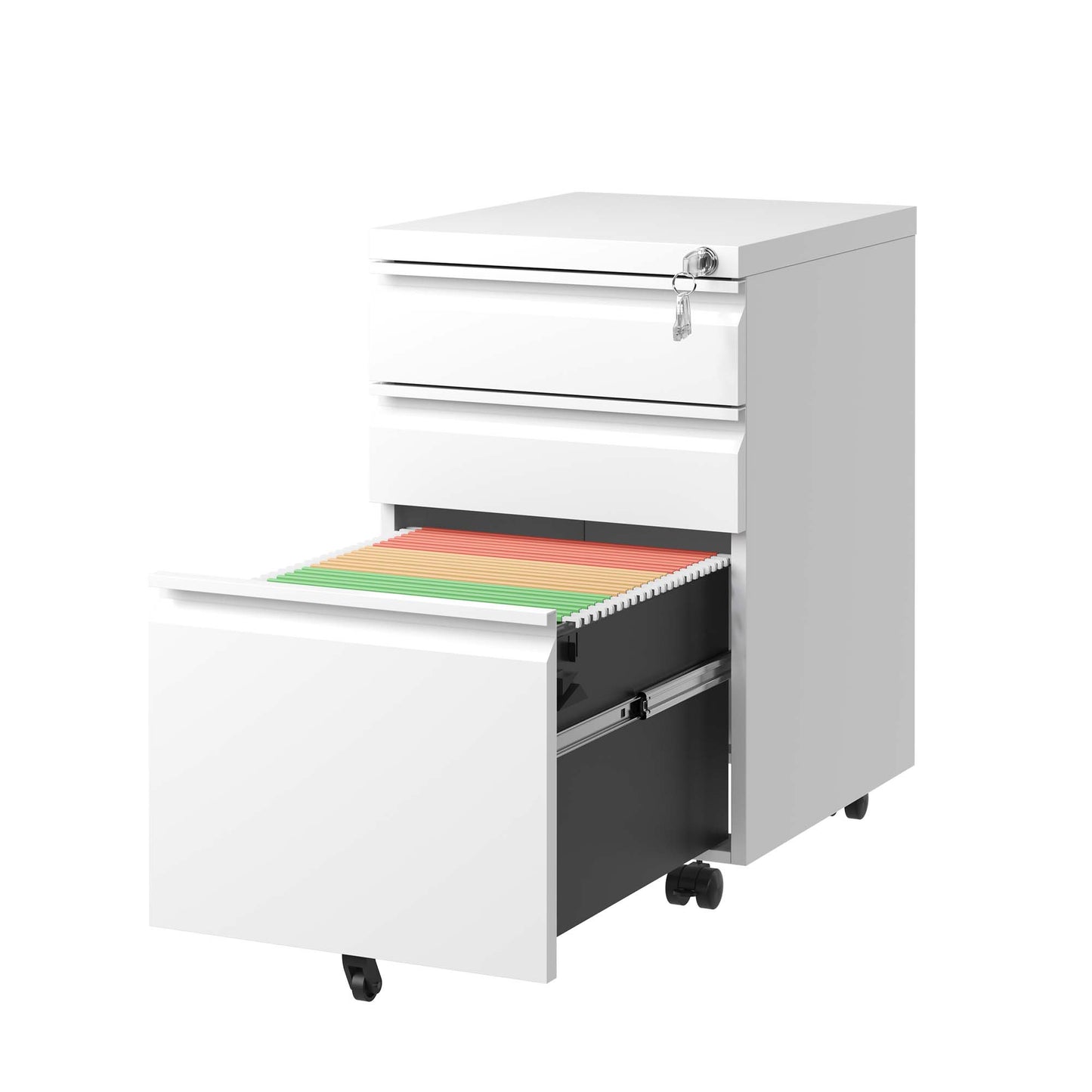 3 Drawer Mobile File Cabinet With Lock,Metal Filing Cabinets For Home