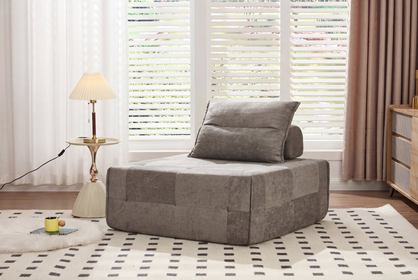 Modular Sectional Sofa with Adjustable Backrest - Khaki