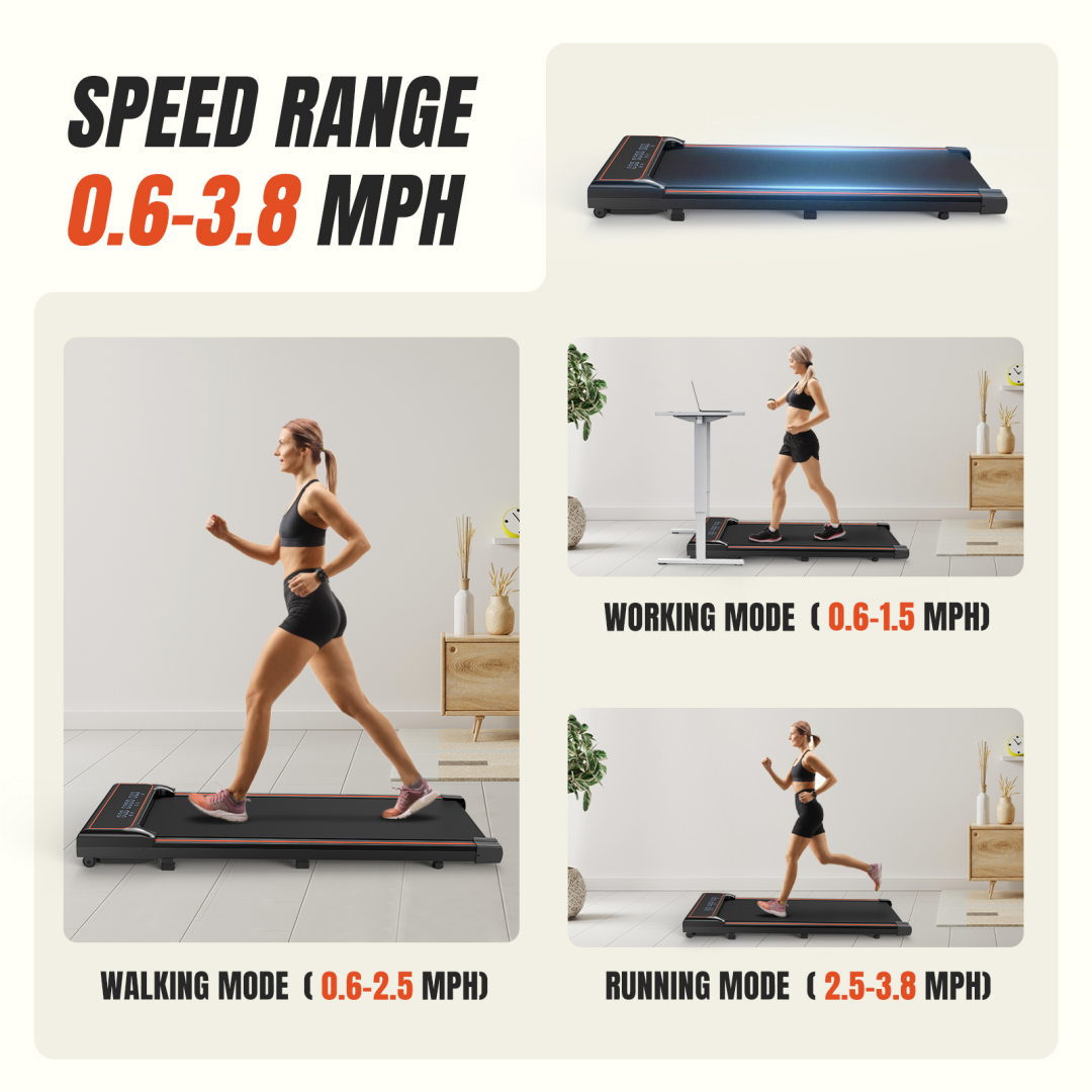 Compact Portable Walking Pad Treadmill - Adjustable Speed, Quiet