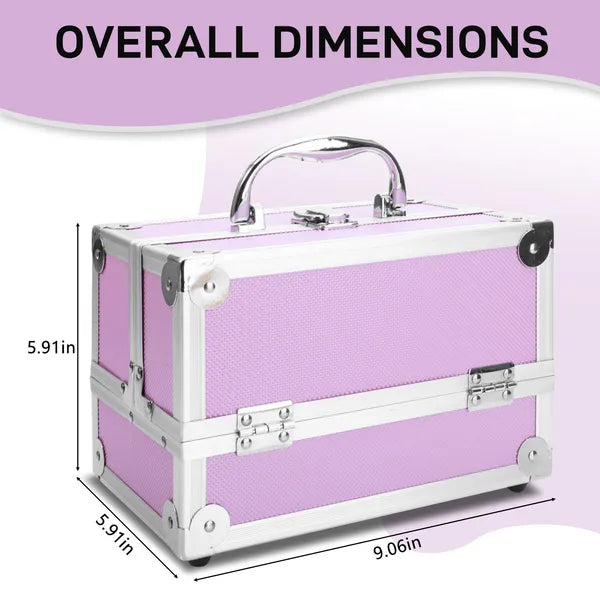 SM-2176 Aluminum Makeup Train Case Jewelry Box Cosmetic Organizer