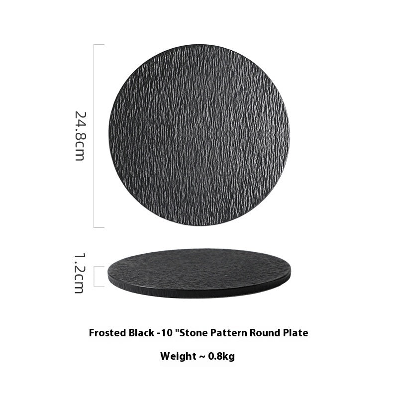 Ceramic Flat Plate Set - Nordic Style Rock Pattern Kitchen Dishware