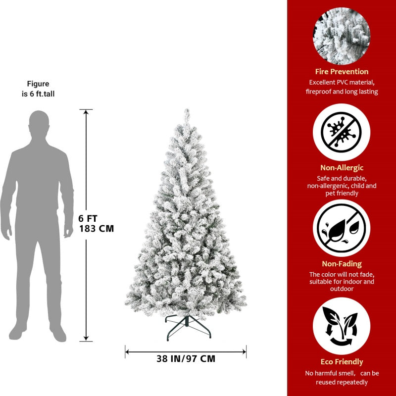 4ft Snow Flocked Artificial Christmas Tree with Foldable Base