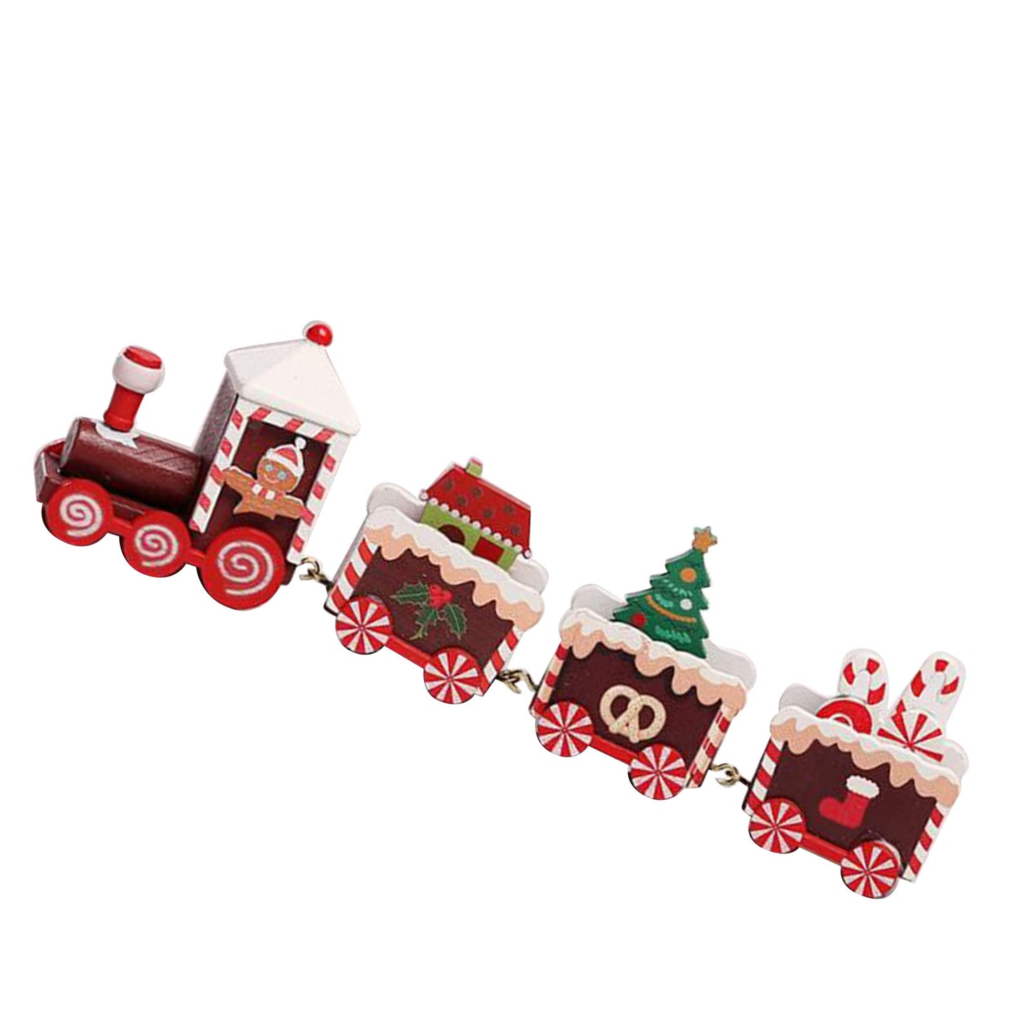 Festive Wooden Xmas Train Ornament for Holiday Decor