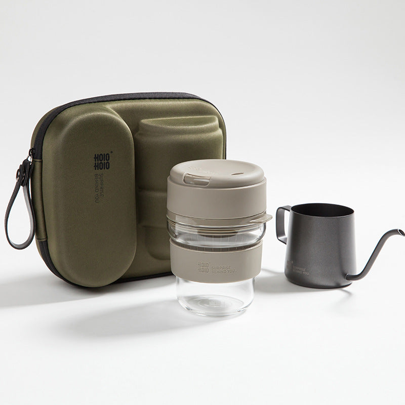 Portable Coffee Cup Set for Travel and Office - Heat-Resistant Glass & PP Material