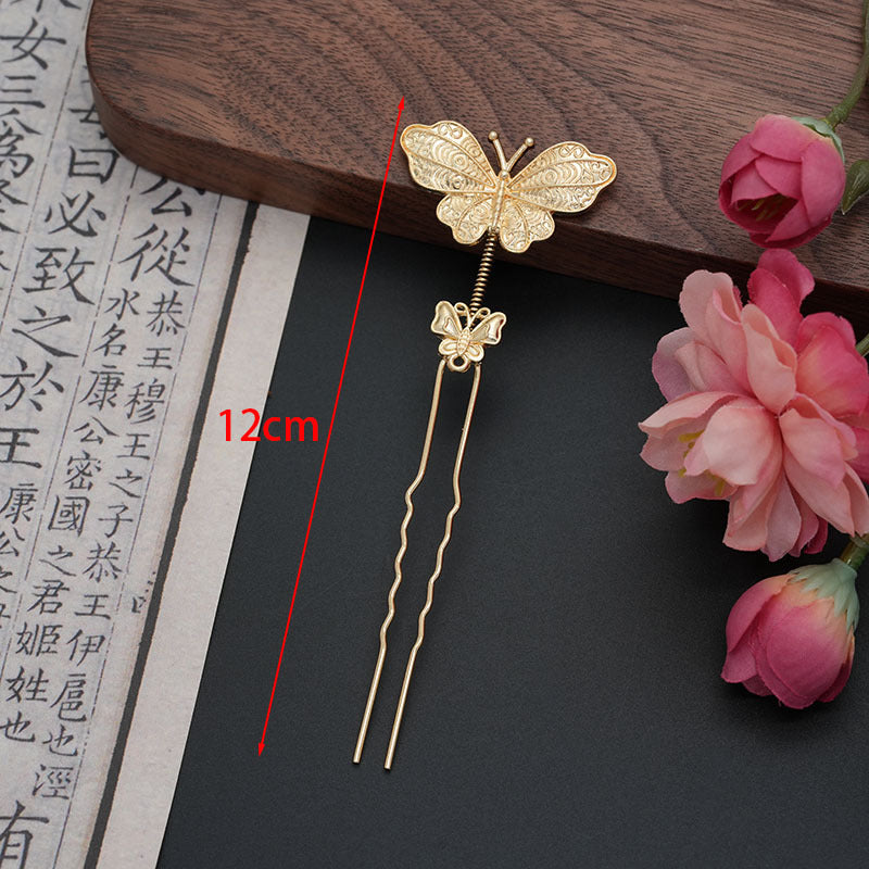 Women's Versatile Hair Accessory with Butterfly Design - Retro Hairpin or Headband