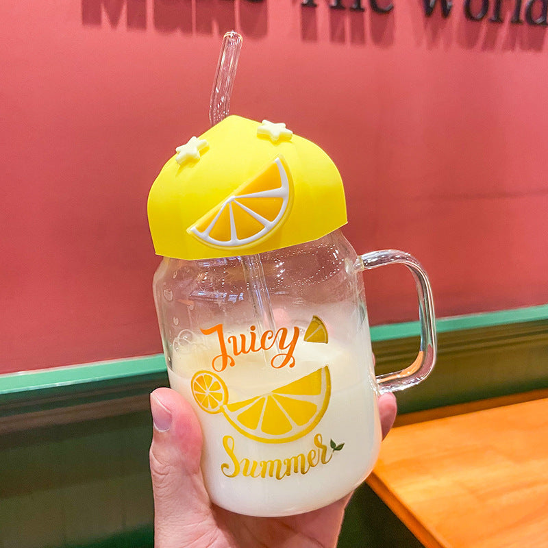 Large Capacity Tempered Glass Fruit Drinkware - High Temperature Resistant Transparent Glass Cup