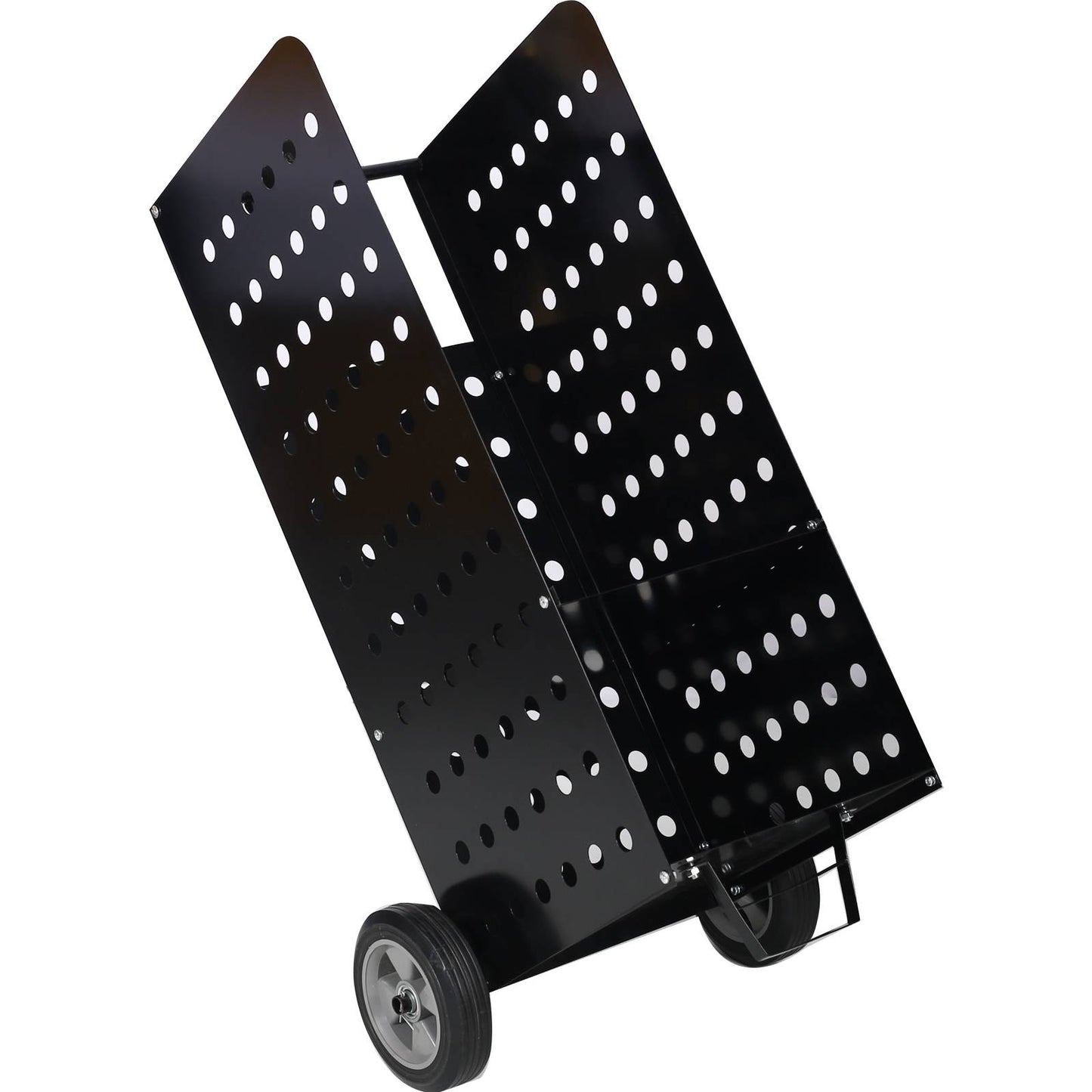Firewood Cart with Rubber Wheels - Outdoor Log Rolling Carrier Black