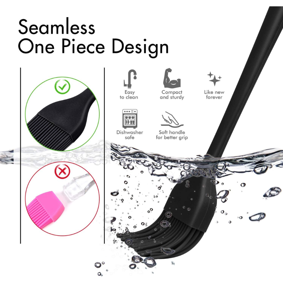 2-Pack Heat-Resistant Silicone Basting Brushes - Black