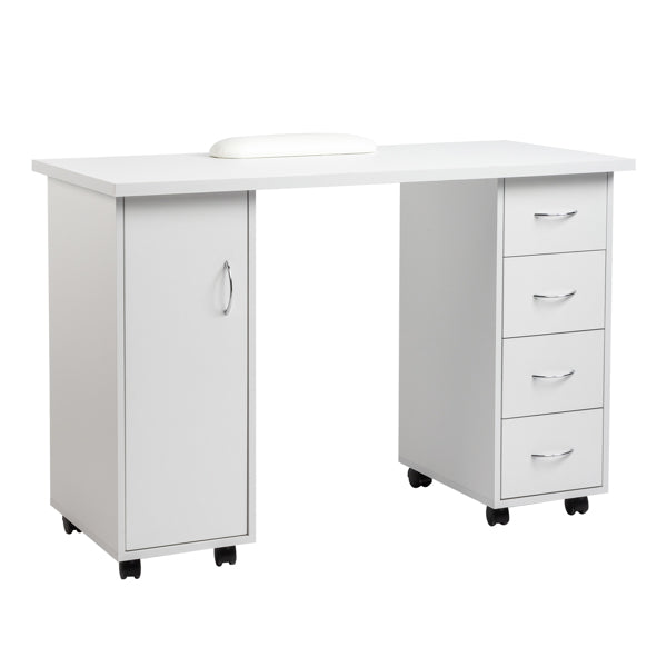 White Computer Desk with 4 Drawers and Wrist Rest - 120x54x81cm