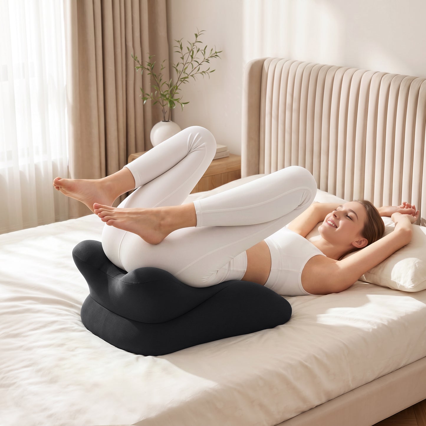 Ergonomic Memory Foam Support Pillow for Couples - Black