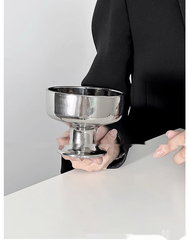 200ml Glass Pudding Ice Cream Cup – Silver, Korean Style, Food & Drinkware