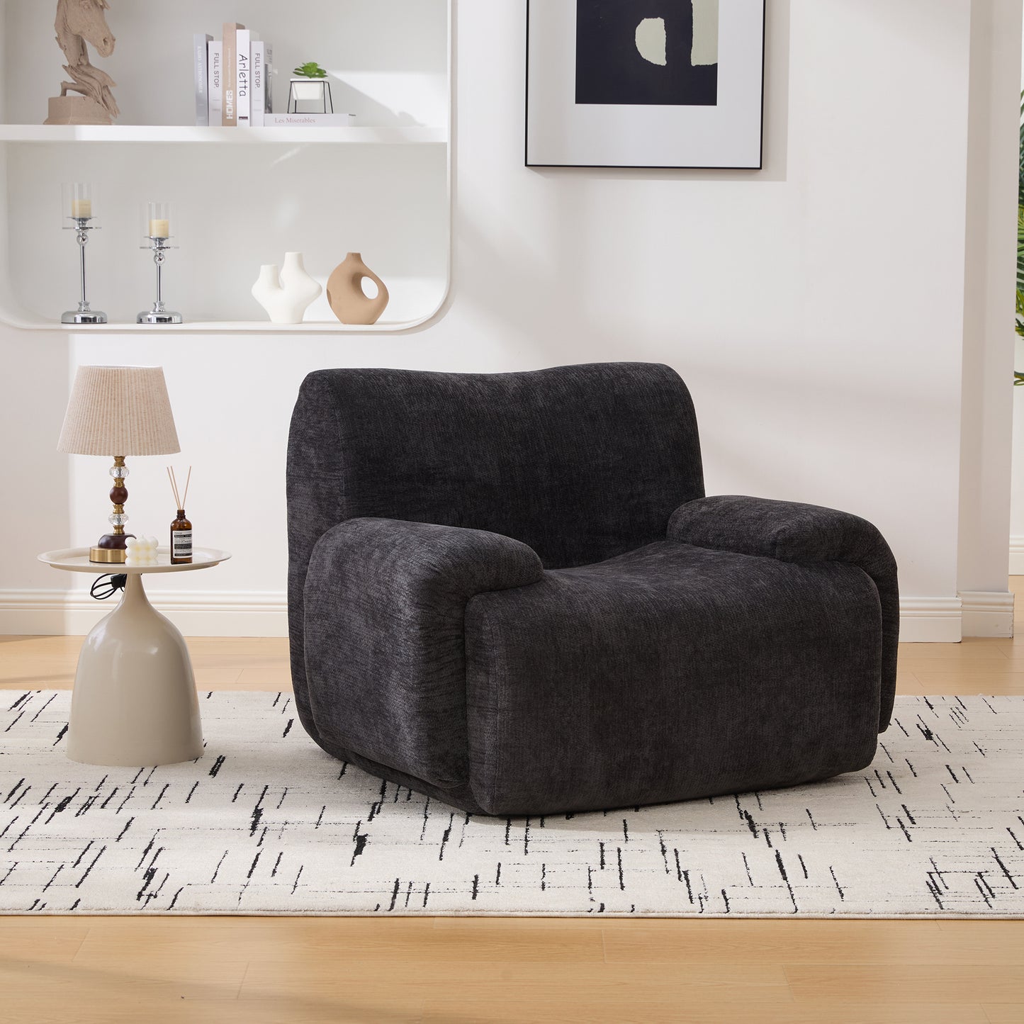 42" Wide Modern Upholstered Oversized Accent Chair - Black