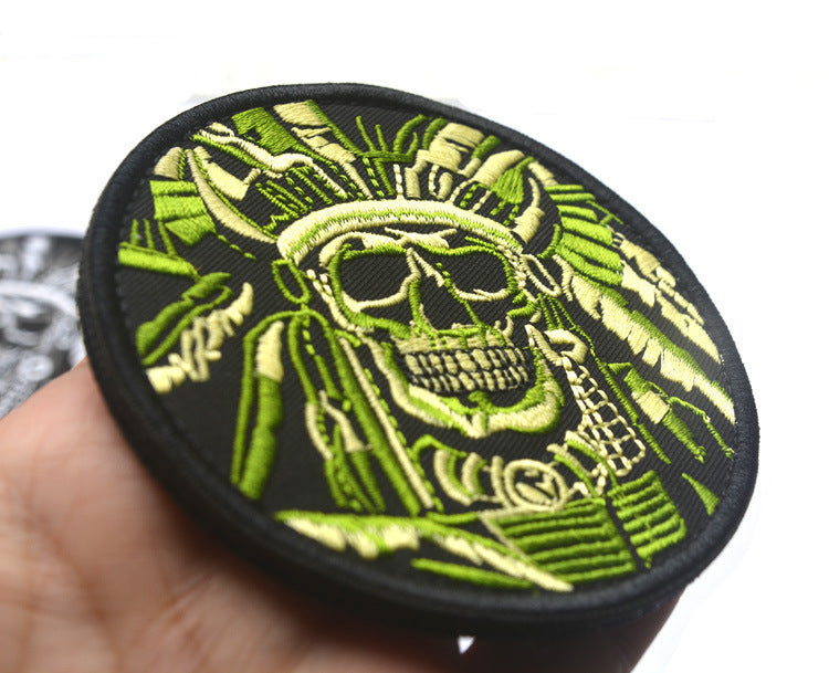 Minimalist Embroidered Skull Velcro Badge for Clothing and Accessories
