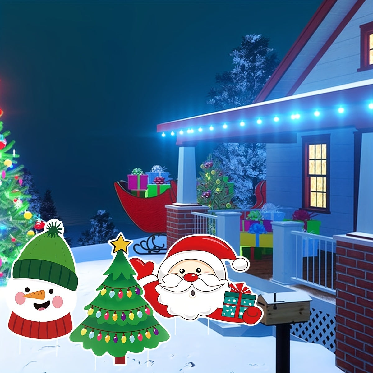 5-Pack Christmas Yard Signs with Stakes - Multicolour Decorations