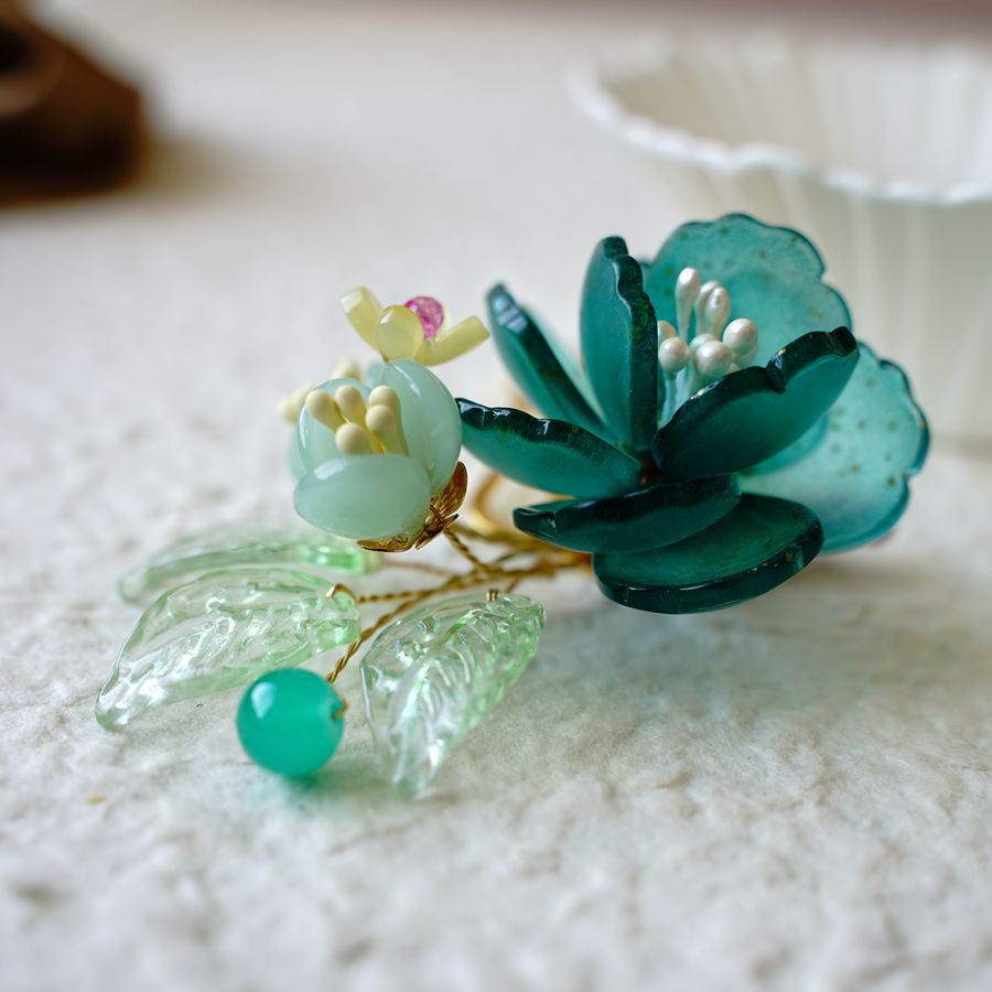Glazed Flower Hair Comb Headpiece