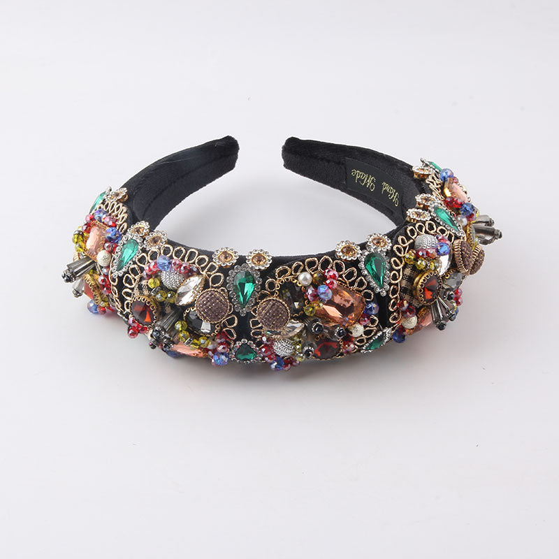 Baroque Diamond Headband - Black