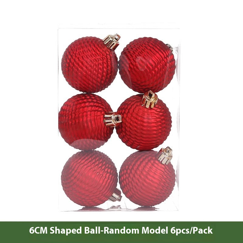 Christmas Decoration Red Ball Set - Electroplated Plastic Ornaments for Tree Atmosphere
