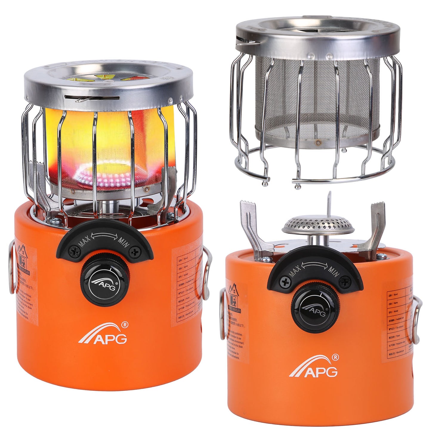 2000W 2-in-1 Portable Camping Stove & Heater - Orange