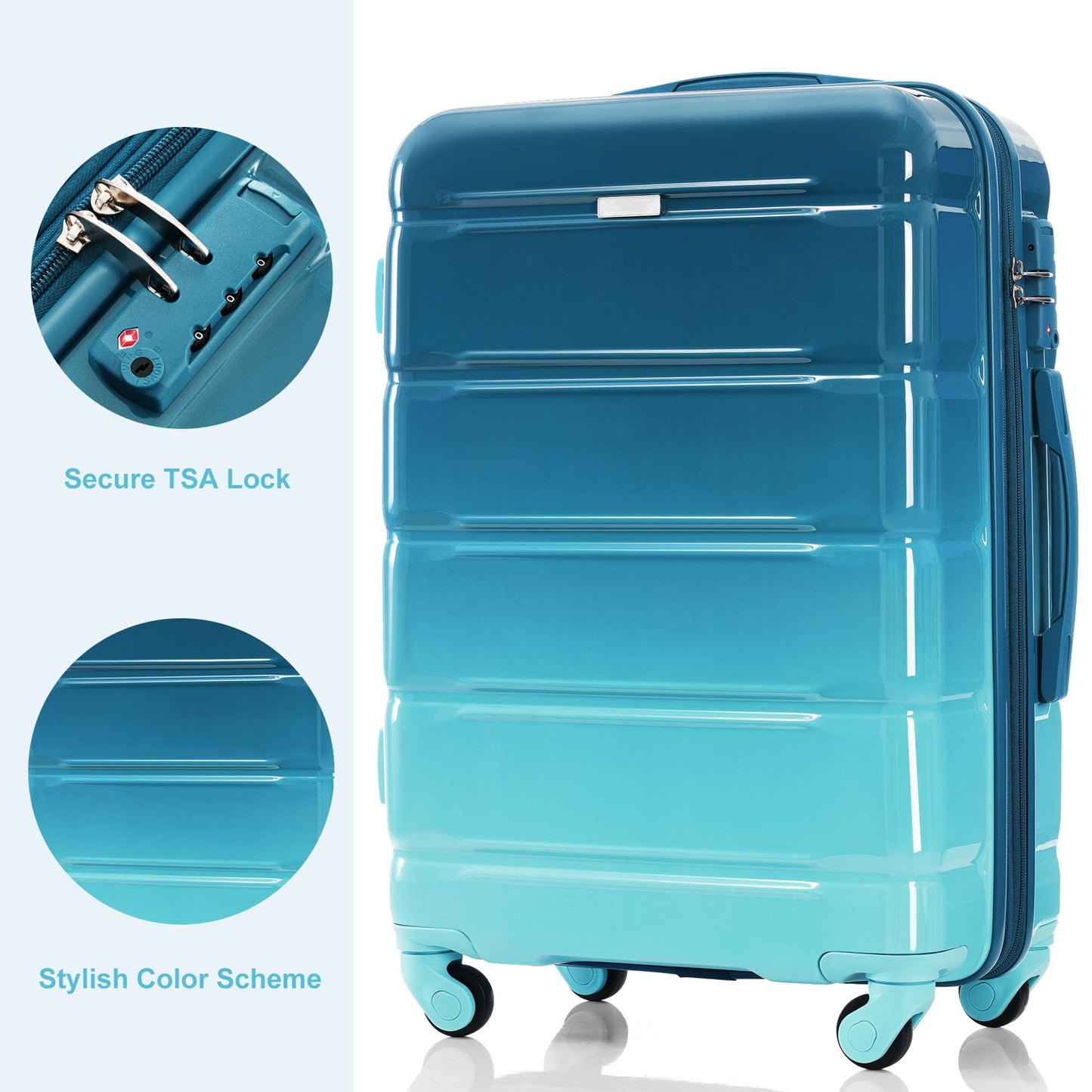 3-Piece Luggage Set - 28in Checked Suitcase, Travel Duffel & Toiletry Bag - Blue