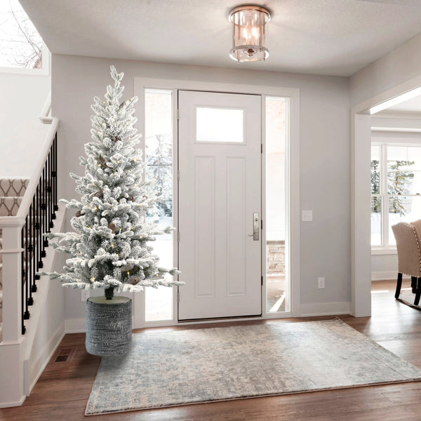 4.5ft Artificial Flocking Basin Tree with Warm White Lights