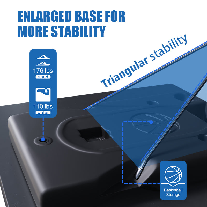 Adjustable Portable Basketball Hoop - 4.43ft to 10ft Height, Durable Design