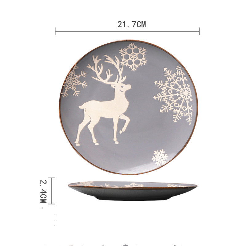 Ceramic Hand-Painted Western Style Breakfast Plate 8 Inch Microwave Safe