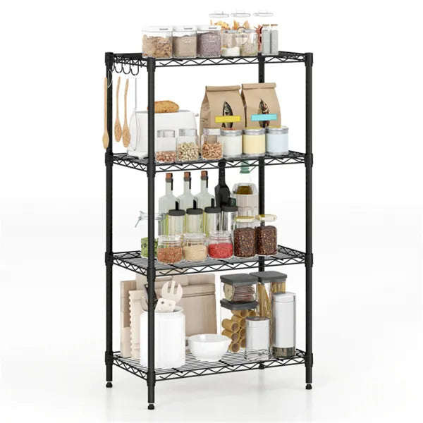 4-Tier Heavy-Duty Metal Wire Shelving Unit - 600 lbs Capacity