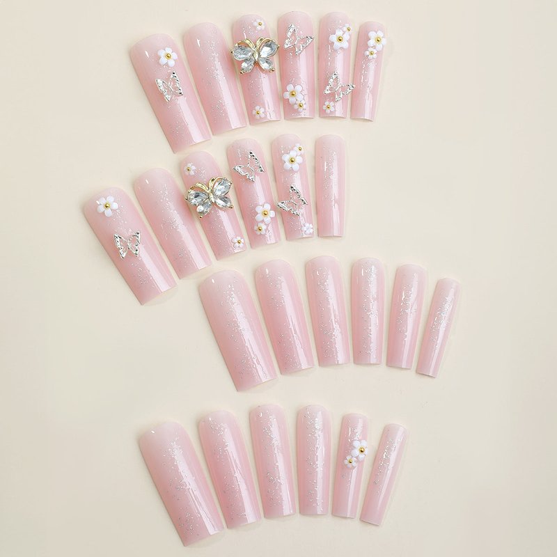 Butterfly Nail Art Stickers with Rhinestones - Silver