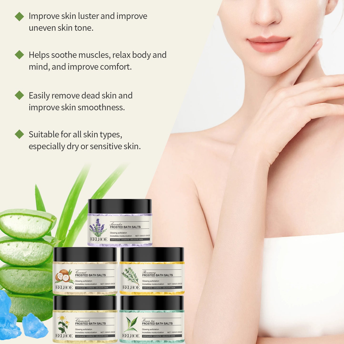 Exfoliating Sea Salt Body Scrub with Green Tea and Aloe Vera