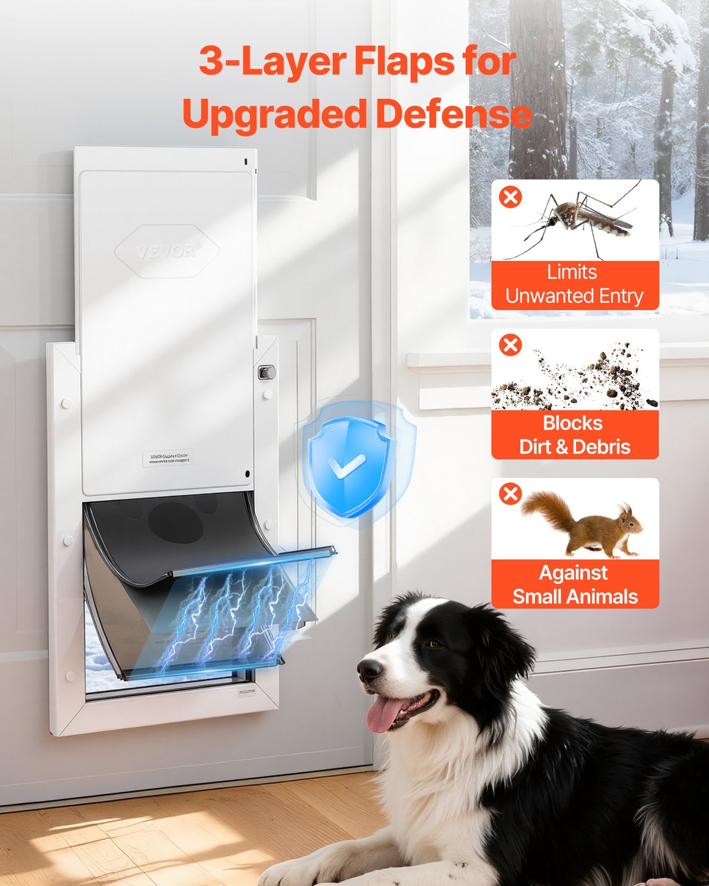 Large Weatherproof Dog Door with Magnetic Flaps & Metal Frame - Easy Install, Indoor & Outdoor Use, White