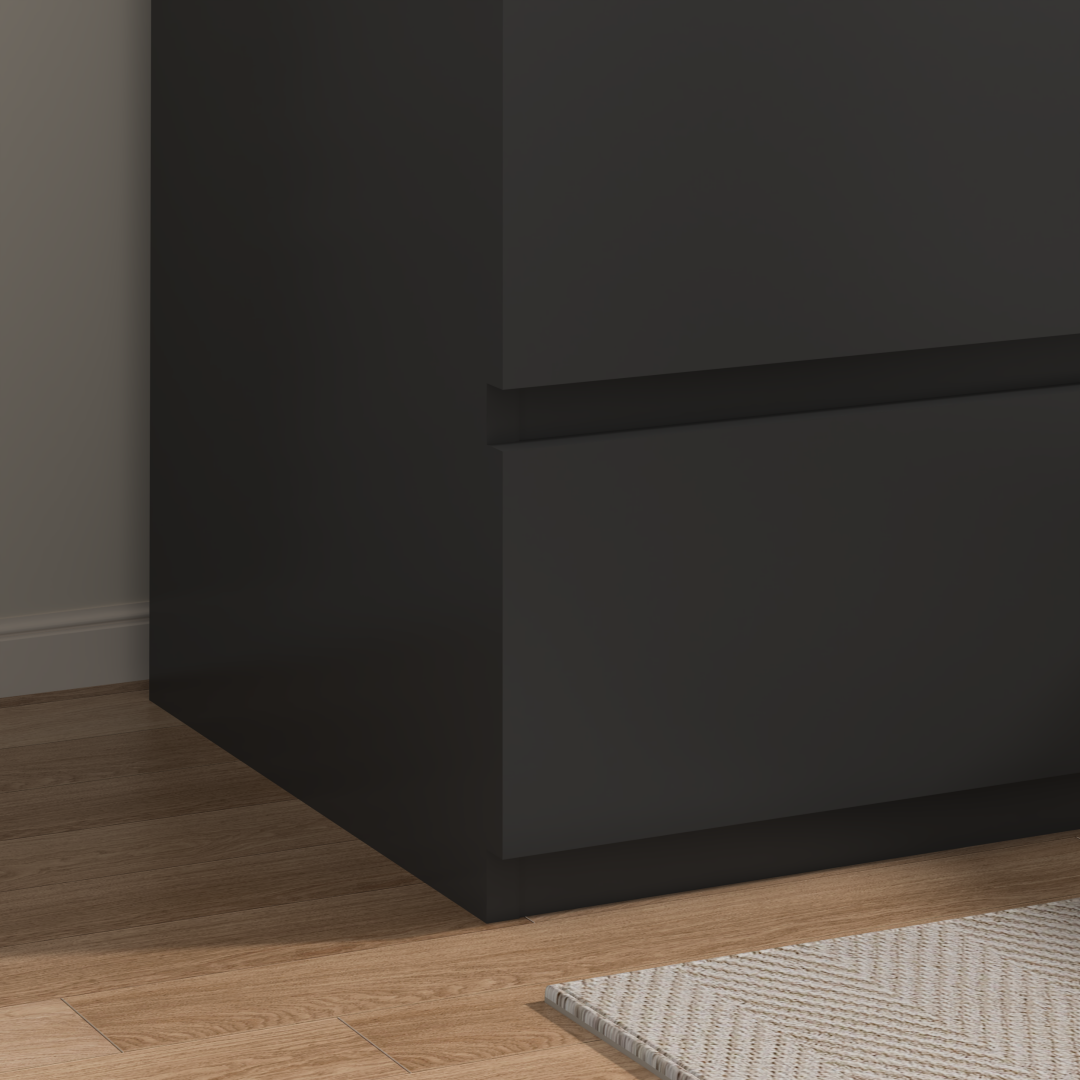 Set of 2 Modern End Tables with USB Charging Station & Drawers - Black