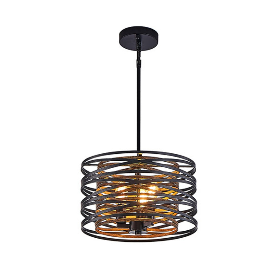 3-Light Industrial Pendant Chandelier with Wood Accents