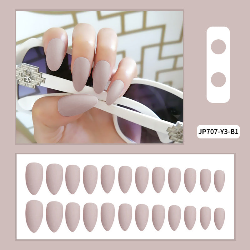 Women’s Solid Color Frosted Matte False Nails with Starry Sky Design