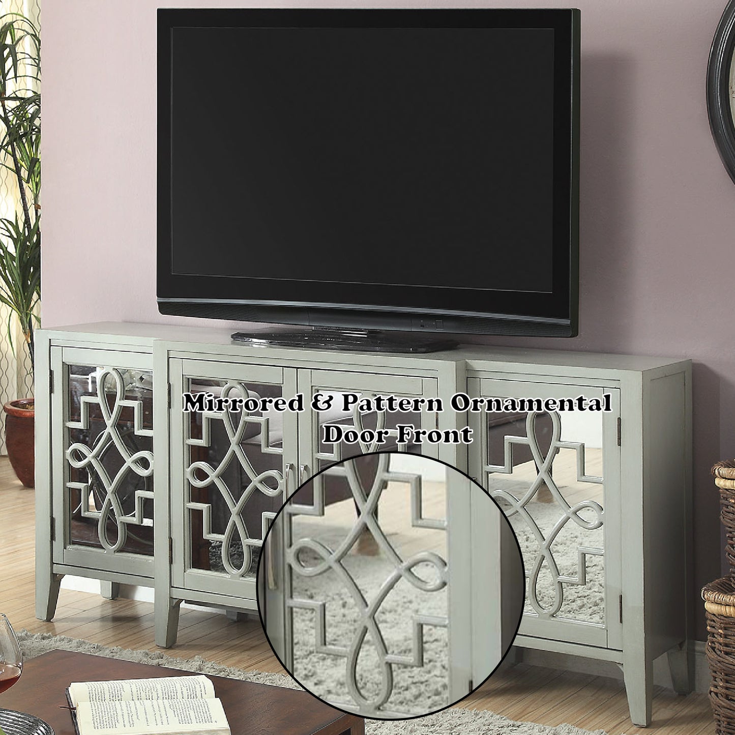 Antique Gray Finish Console Cabinet - Kacia