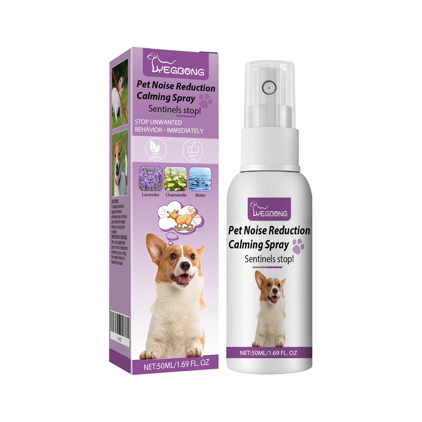 Pet Calming Spray for Dogs - Reduce Barking & Anxiety, Lavender Chamomile, 50ml