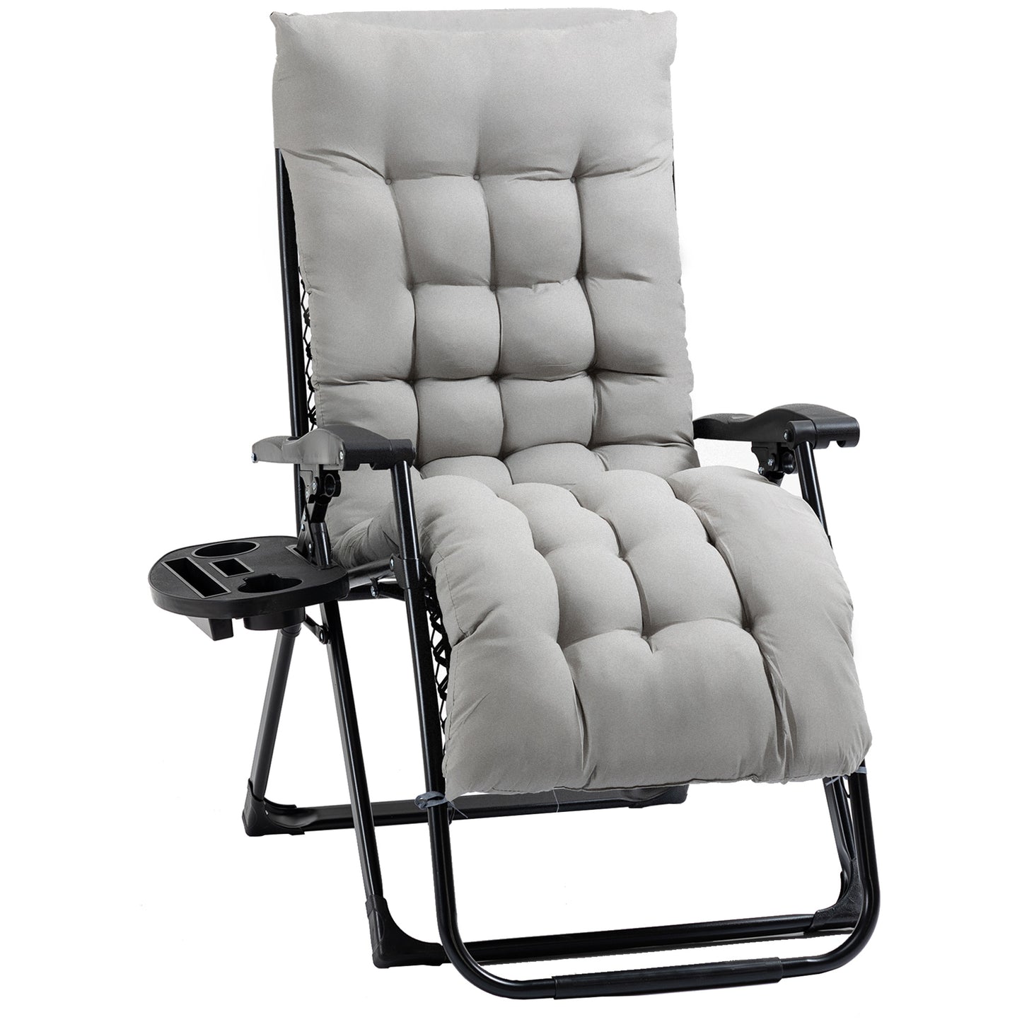 Zero Gravity Folding Recliner Chair with Cup Holder - Gray
