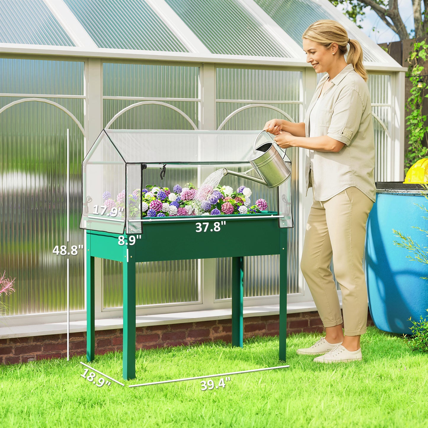 Raised Garden Bed with Greenhouse Cover - Elevated Vegetable Planter 1100x510 mm