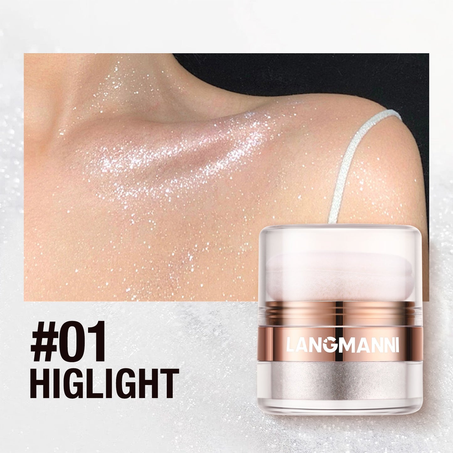 Glitter Highlighter Powder - Shimmer Makeup for Face, Eyes, and Body