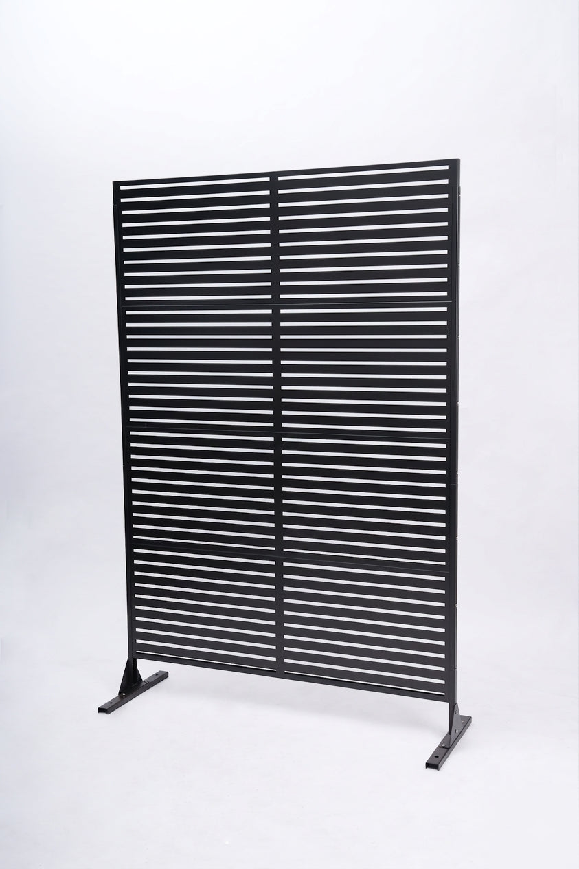 Freestanding Black Metal Outdoor Privacy Screen - 70.87" H x 46.06" W