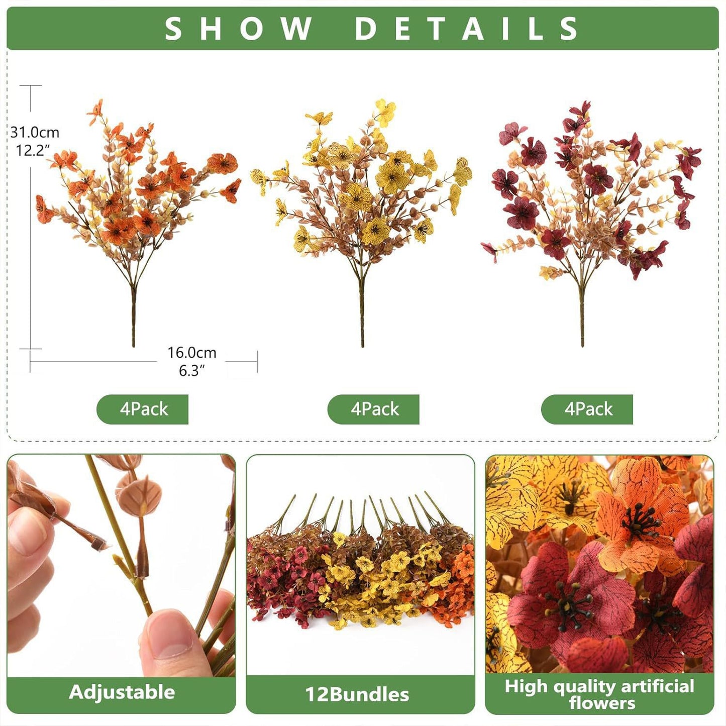 Artificial Brown Eucalyptus Faux Flower Decoration Set - Home & Garden