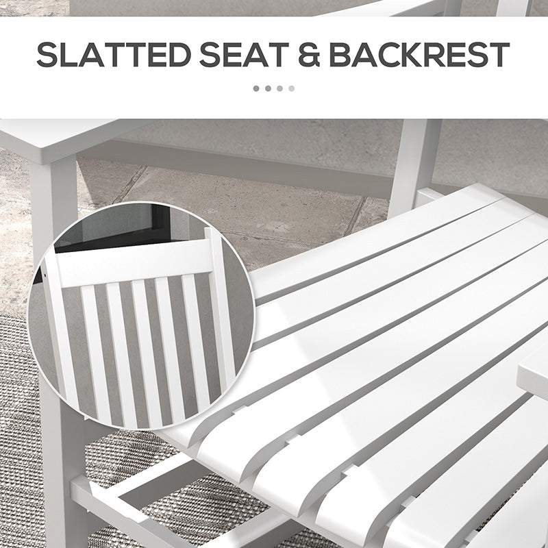 Wooden Rocking Chair Set of 2 with Side Table - White
