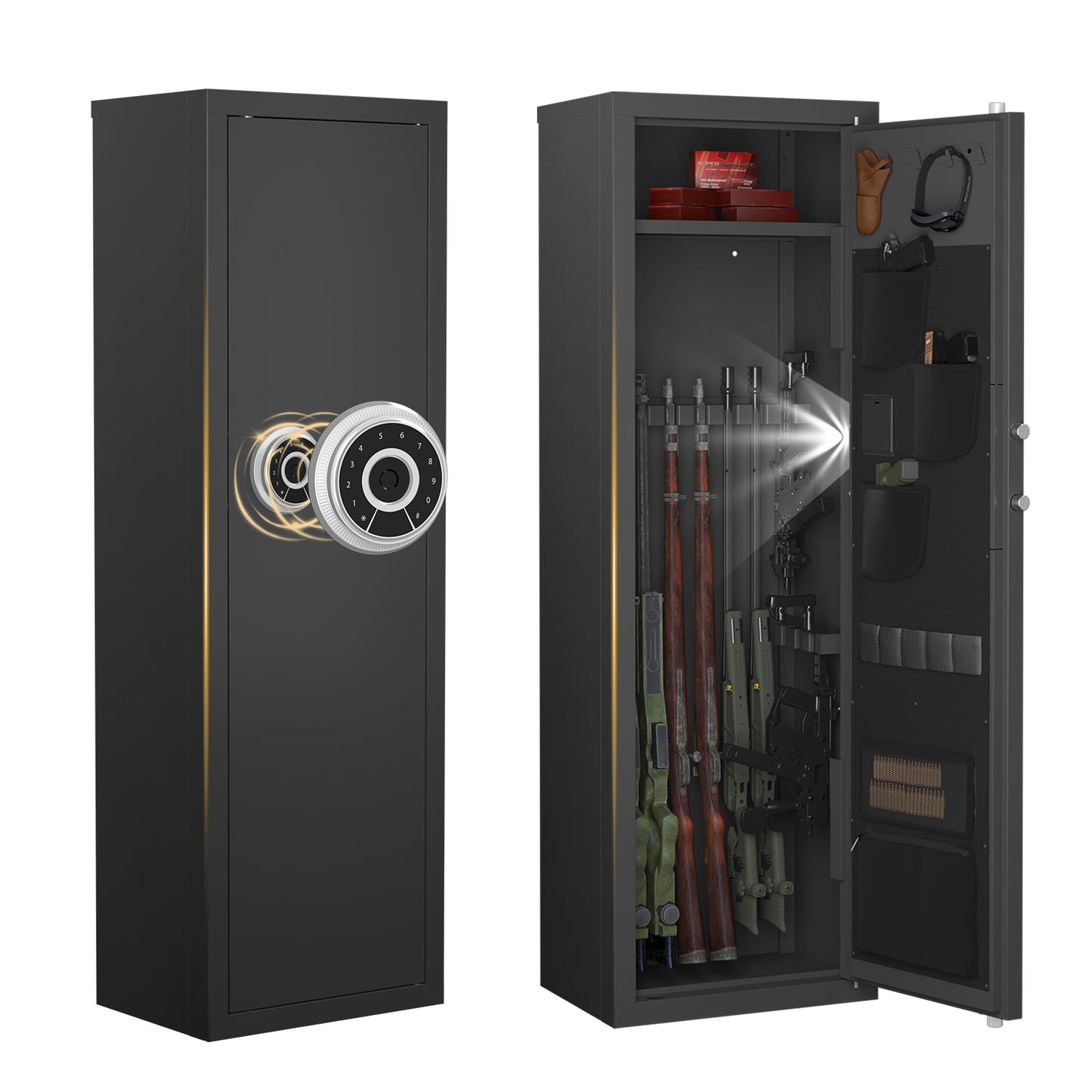 Biometric Gun Safe For Rifles And Pistols, 12-15 Large Cabinet With