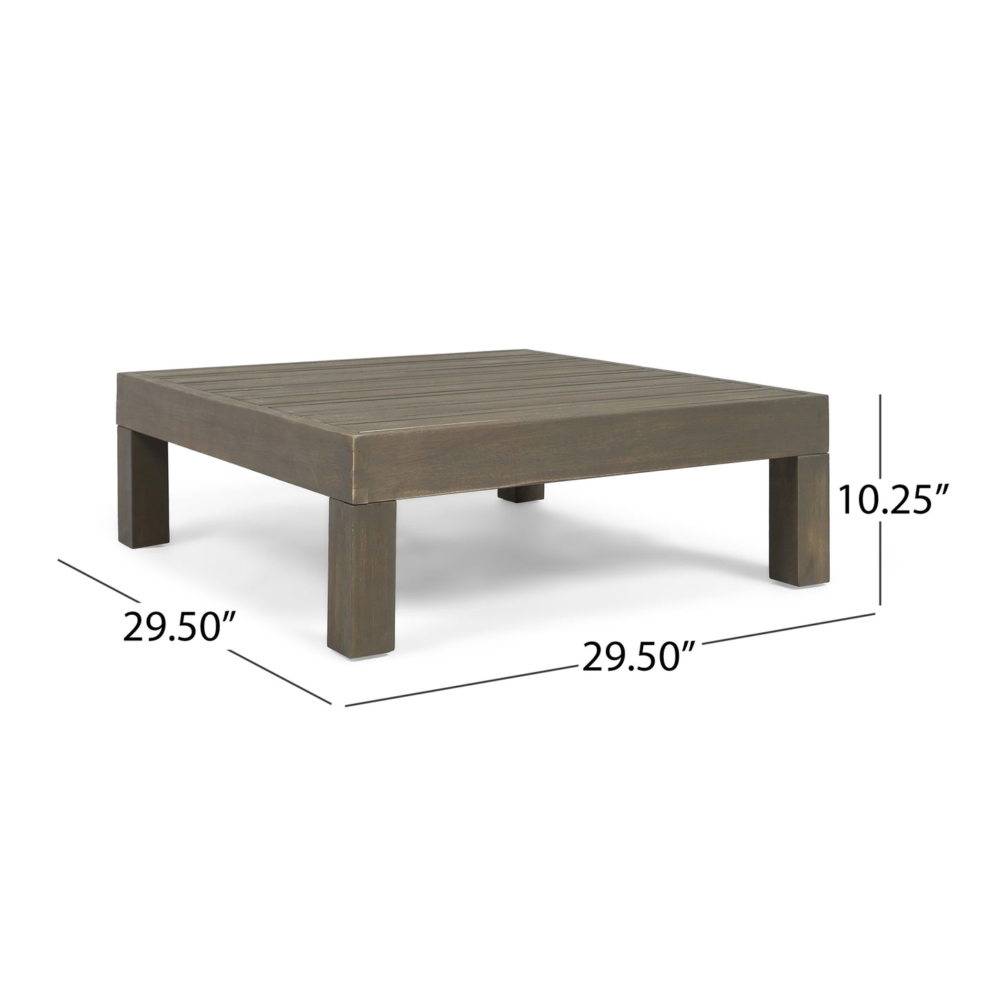Acacia Wood Coffee Table with Slat Panel Design - Grey