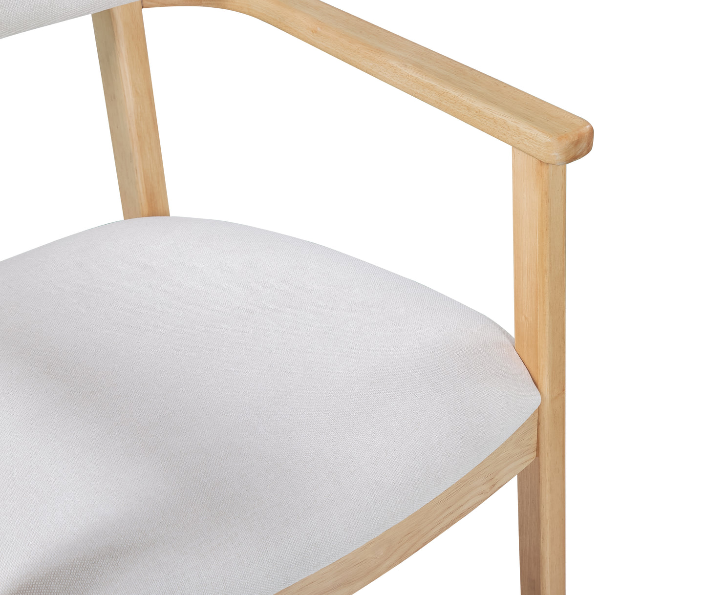 Upholstered Dining Chairs Set of 2 - Natural Rubber Wood