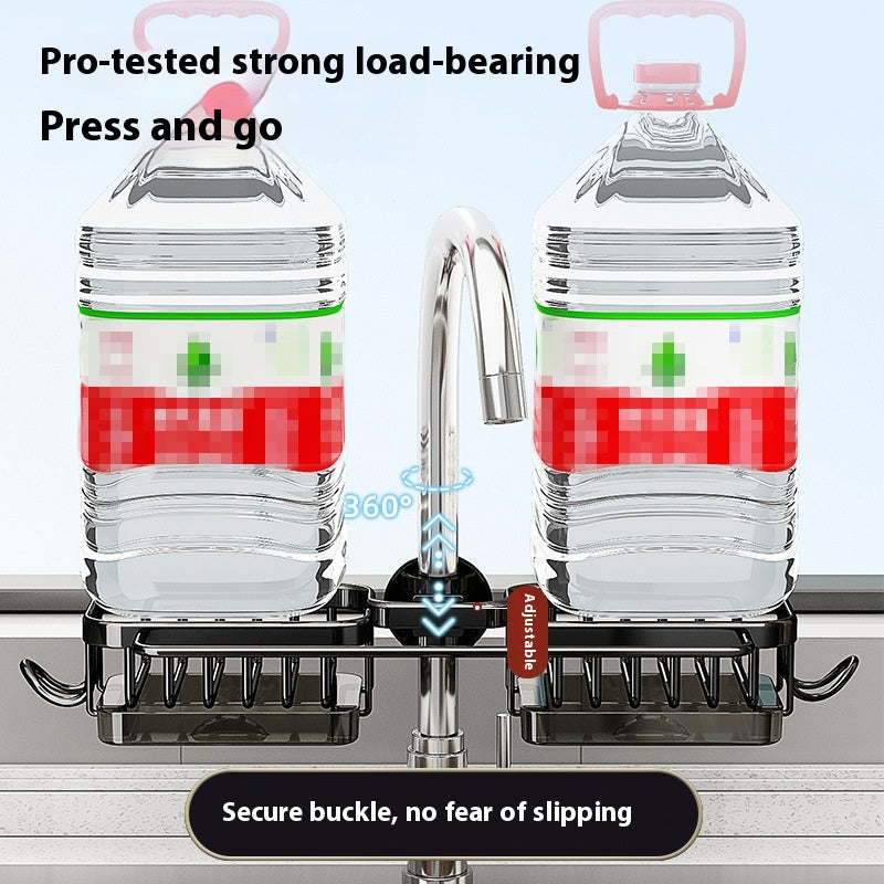 Multi-Purpose Aluminum Sink Faucet Storage Rack for Kitchen & Bathroom