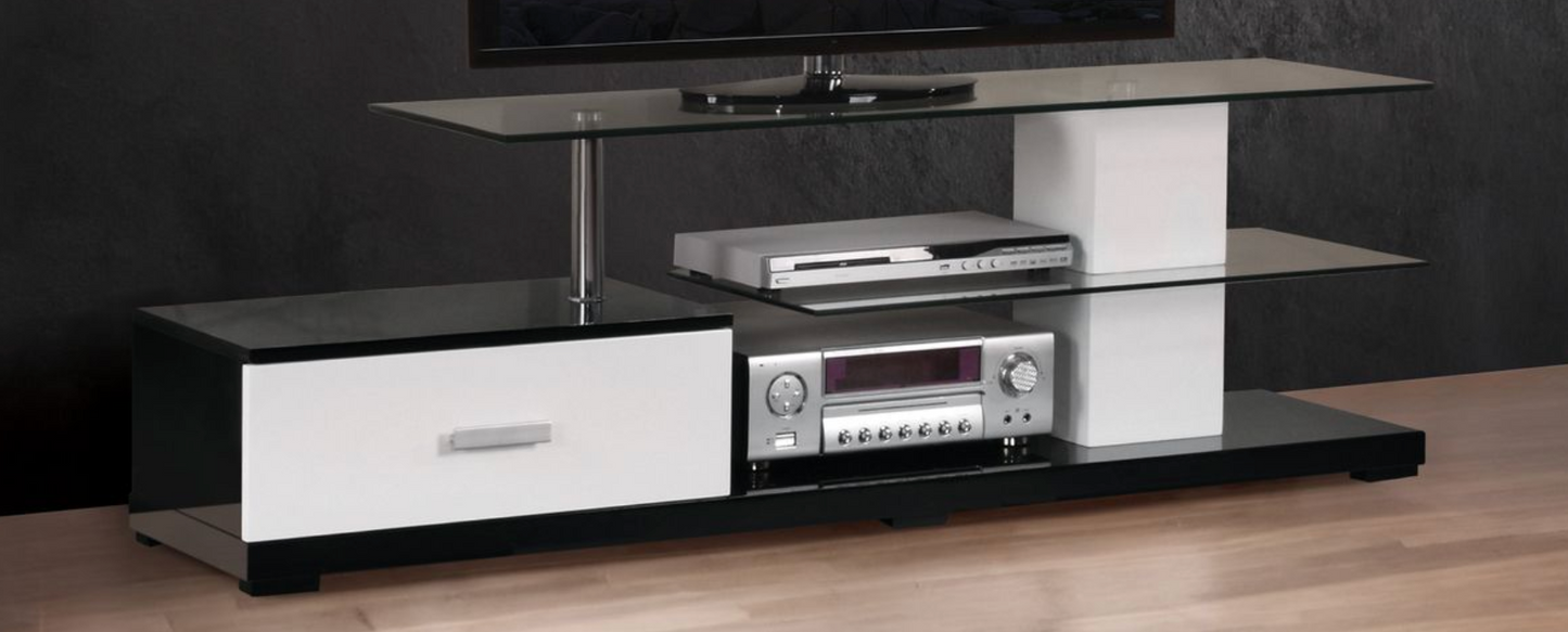 Ivana White & Black Finish TV Stand for 60" TVs