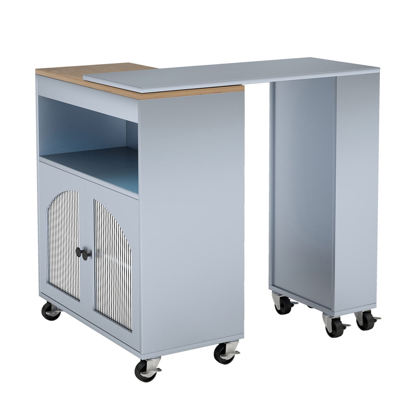 Kitchen Island On Wheels With Extended Table MDF Rolling Storage Cart